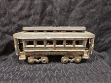 Antique Cast Iron Train Passenger Car Rustic Rough Pitted Toy