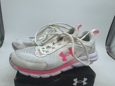Under Armour Charged Assert 9 Marble Running Sneakers Womens White Lace-Up - 8