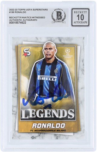 Ronaldo FC Internazionale Signed 2022-23 Topps UEFA Superstars #199 BAS 10 Card