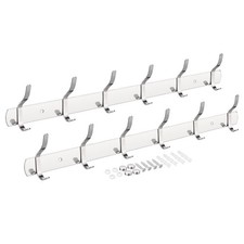 Coat Hook Rack Wall Mounted with 6 Hooks Hook Rail Wall Hangers Silver 2Pcs