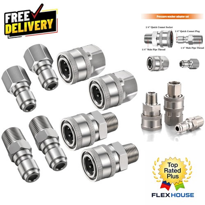 #ad 4 Sets of NPT 1 4 Inch Quick Connect Fittings Stainless Steel Pressure Washer $51.74