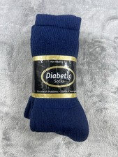 3 Pair Diabetic Crew Socks Blue Size 10-13