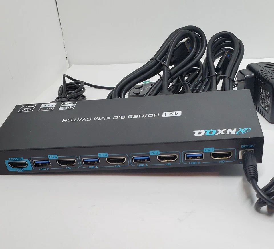 4 Monitores 1 Interruptor KVM de Computadora, Interruptor HDMI Reyoten 4K@60Hz, 4 Computadoras Compartir Foto 3 de 3
