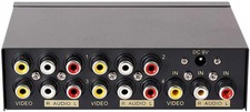 Powered 4 Way 3 RCA Splitter Box 1 in 4 Out Composite Video Audio Distribution D