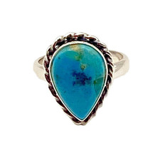 Navajo Native American Sterling Silver 925 Kingman Mine Turquoise Ring - Size 8
