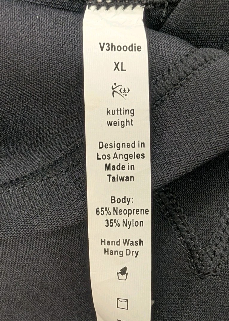 V3 Hoodie Kutting Weight Neoprene Nylon Black Size XL Pullover Unisex