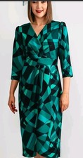 Adrianna Papell Green Wrap Pleated Dress 8 L M V Neck Flare Belt Mint NWOT
