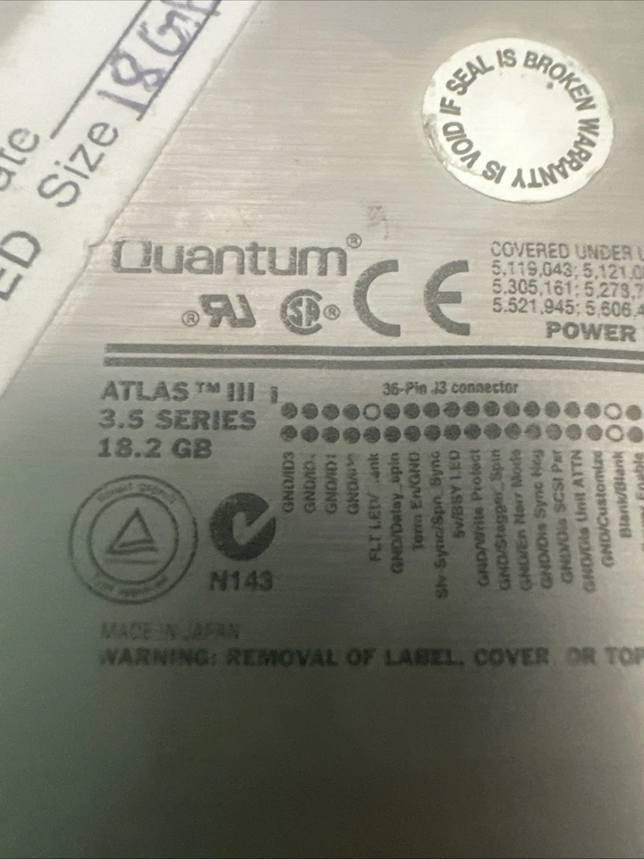 Quantum Atlas III 18.2GB 3.5 英寸 SCSI 硬盘摩托罗拉 SC414352PV ST M28F201 — 第 4/4 张图片