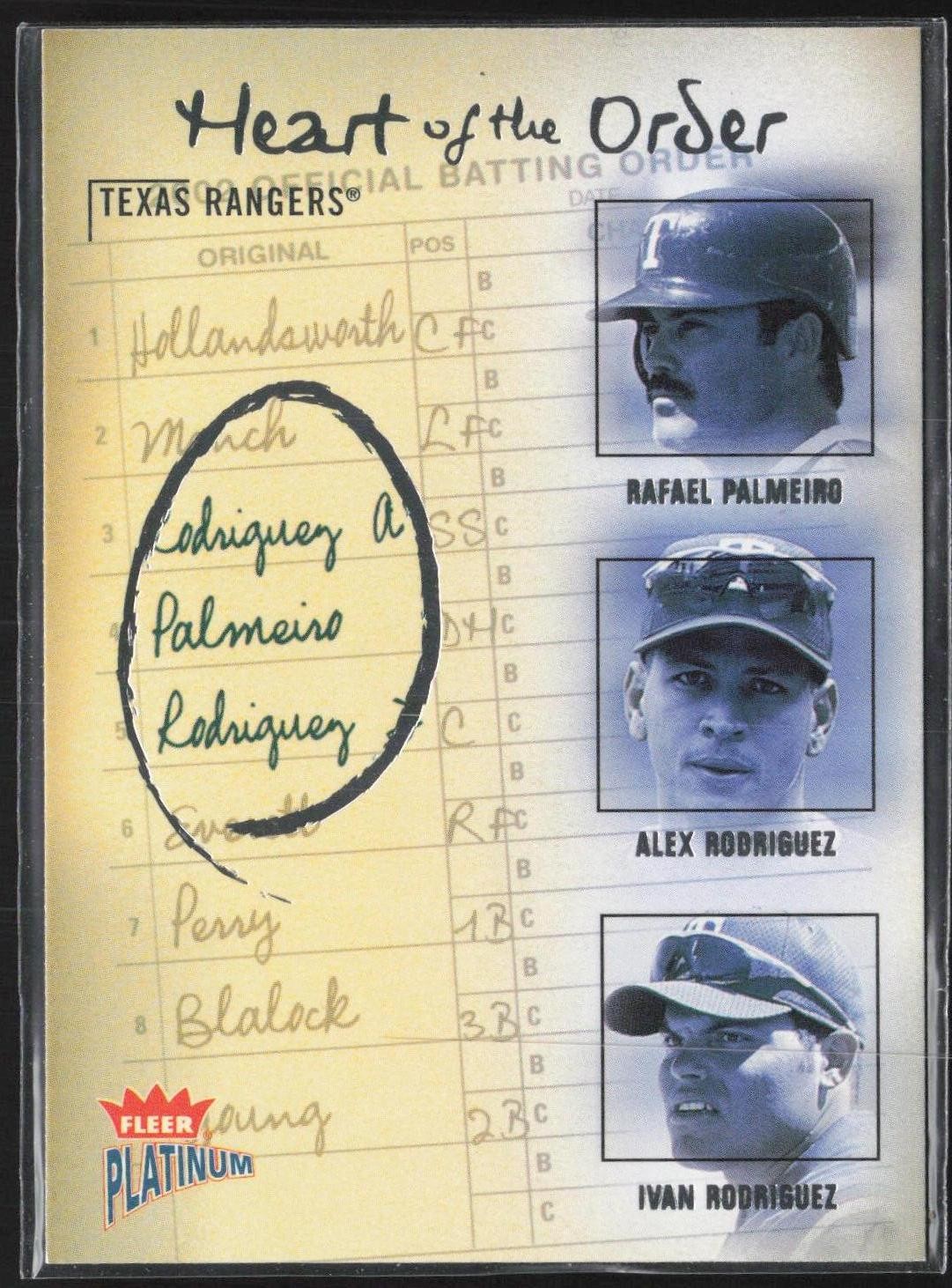 2003 Fleer Platinum #3HO Rafael Palmeiro / Alex Rodriguez / Ivan Rodriguez