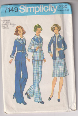 7149 SIMPLICITY c.1975 - Western SHIRT/JACKET SKIRT PANTS - Sz22.5/24.5 B 45/47''