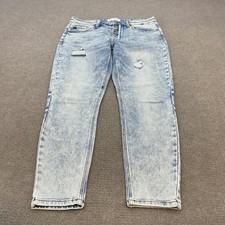 KanCan Mom Jeans Womens 13/30 Blue Acid Wash High Rise Distressed Stretch