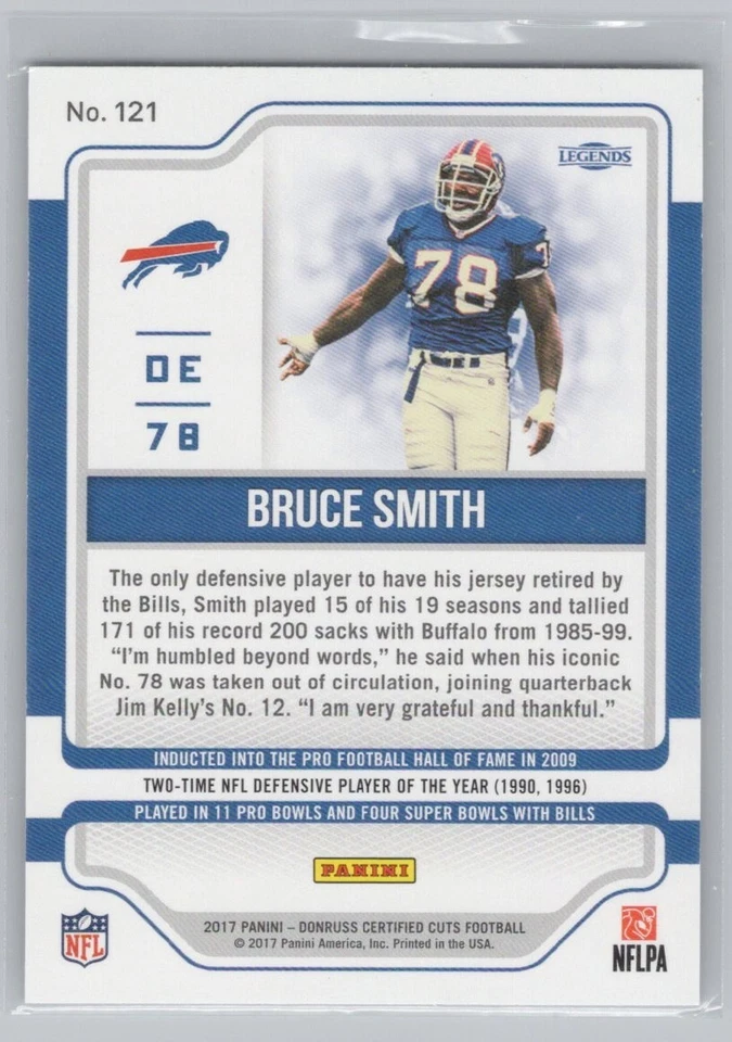 Bruce Smith 2017 Panini Certified Cuts - Legend #121 /399 - Image 2 of 2