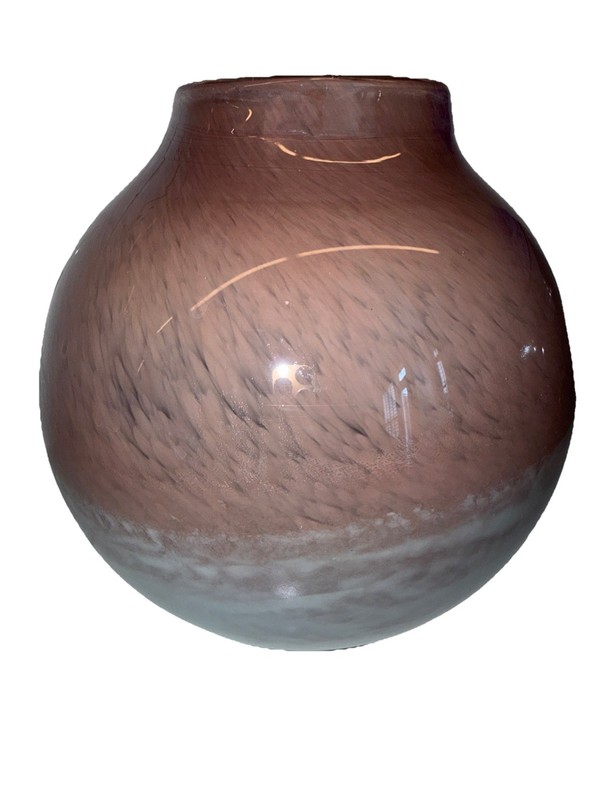 Studio Pottery Vase Hand Thrown Metallic Luster Glaze Earth Tone Round