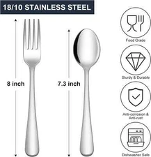 24-Piece Forks and Spoons Silverware Set, Food Grade Stainless Steel Flatware...