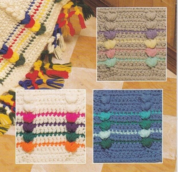 Afghan Crochet Pattern CRAYON PUFFS 12-Hour Time Savers Needlecraft Shop - Image 2 of 3