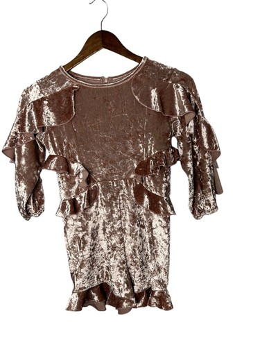 Mia Joy Crushed Velvet shorts Girls Ruffled Sleeve Pant Romper Size 10 pink - Picture 2 of 2