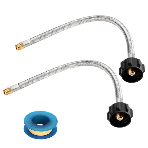 US STOCK, 2 Pack 15 Inch Propane Hose Connector & Type 1 Connection 1/4 Male NPT - Picture 2 of 8
