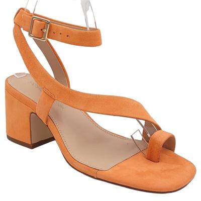 BCBGeneration Women Block Heel Slingback Sandals Danni Sz US 5M Orange Suede