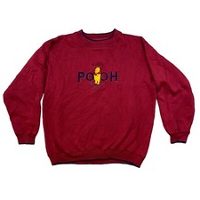 Vintage Winnie The Pooh Crewneck Sweatshirt Embroidered Size XL Red Disney 90s