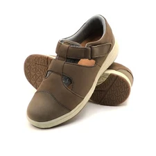 Women's Leather Comfort Walking Shoes Hook and Loop Strap Closure Cushioned Sole