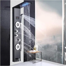 Oil Rubbed Bronze Shower Panel Tower Wall Mount Shower Faucet Set Massage System
