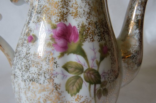 Juego de tetera Betsons Demitasse tazas rosas pintadas a mano - Imagen 2 de 12