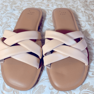 A New Day Sandals Flats Vegan Leather Slip On Shoes Wide Width Sz