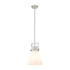 Innovations Newton Cone 1-Lt 10" Stem Pendant, SN/MWG - 411-1SM-SN-G411-10WH