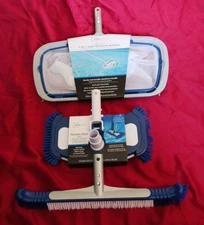 lot 3pcs Pool MAINSTAYS 20" 2-IN-1 Leaf Skimmer Rake Vacuum Head 20" Wall Brush