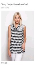SNO SKINS Artsy Top Sleeveless XS Wavy Striped Stretch Knit Cowl Neck USA Made