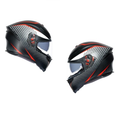 MOTORRADHELM INTEGRAL DOPPELVISIER AGV K5 S THUNDER MATT BLACK/WHITE/RED E2205
