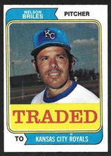 1974 TOPPS TRADED #123 T  Nelson Briles  KANSAS CITY ROYALS  EX-MINT  A