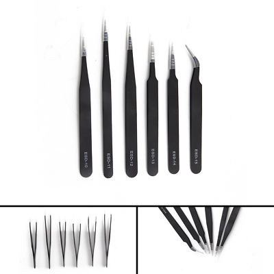 6 STÜCK professionell beschichtete Präzisionspinzette Set Edelstahl nicht magnetisch