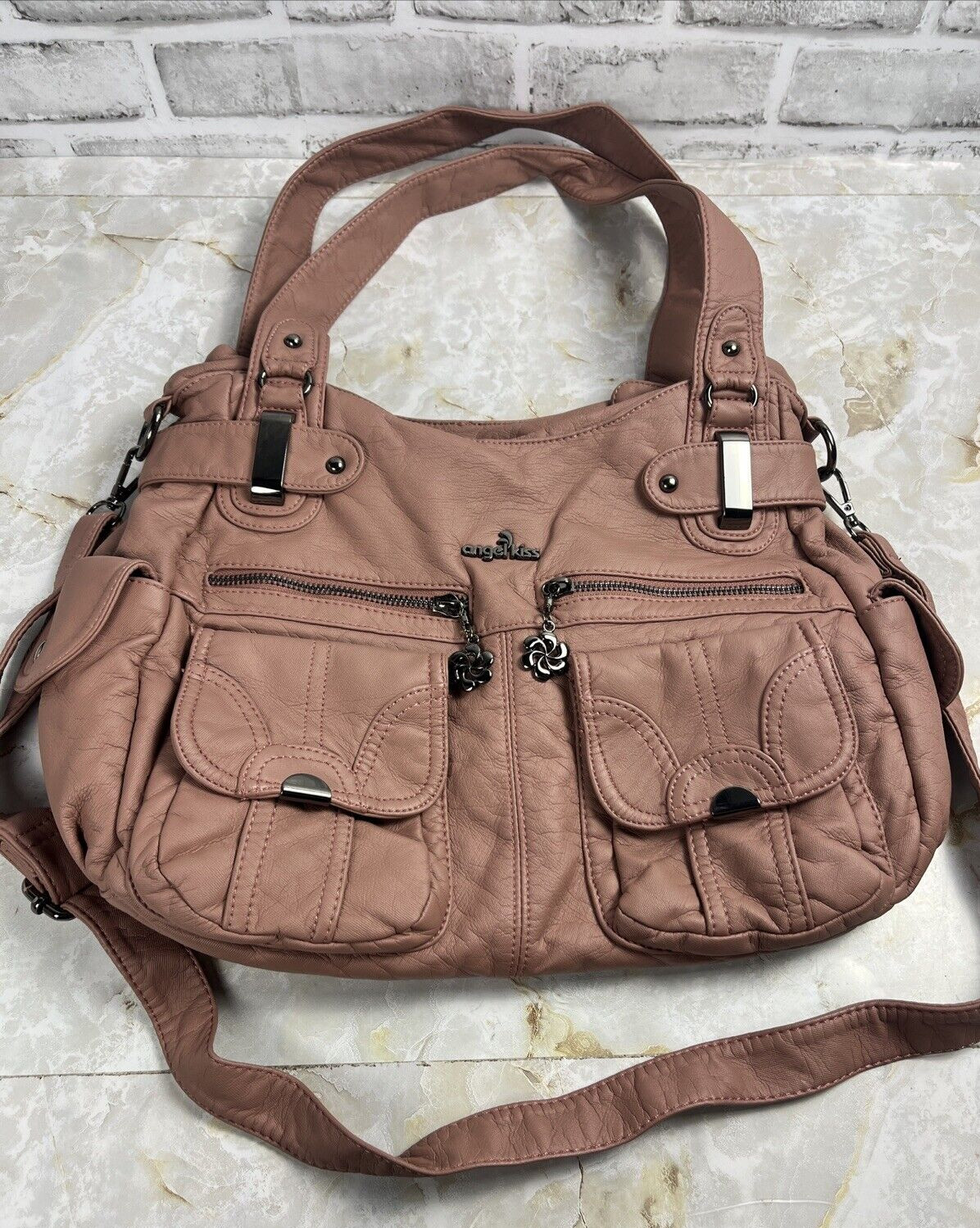 Angel Kiss Purse Handbag Women Tote Shoulder Top Handle Satchel Hobo Bag Pink