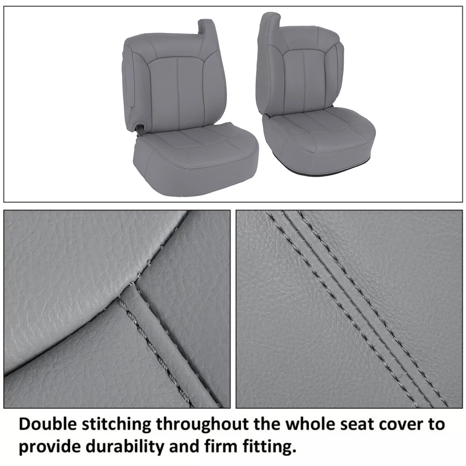 Fundas de asiento de cuero gris peltre para Chevy Silverado Tahoe Suburban 1999-2002 Foto 2 de 4