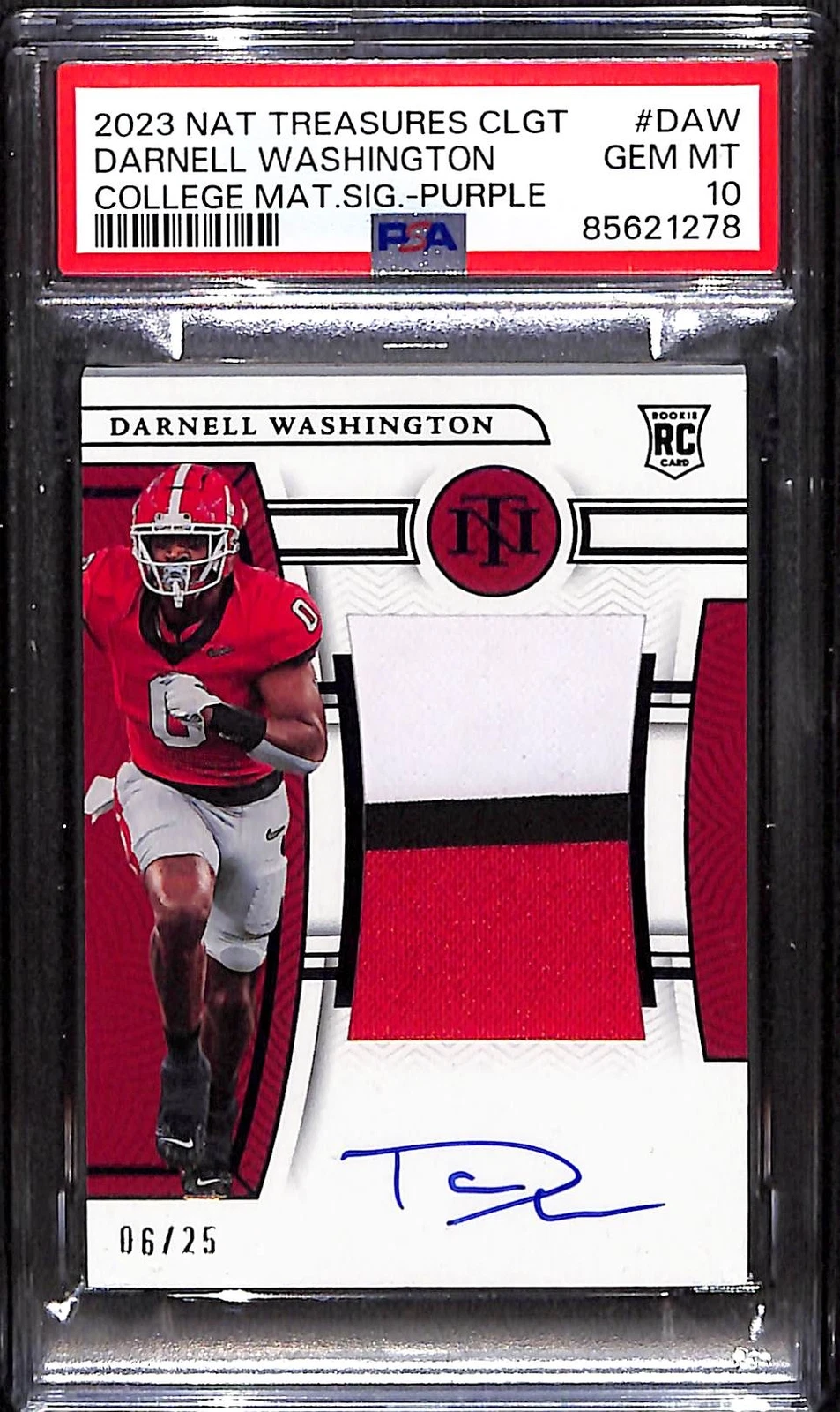 Darnell Washington Panini National Treasures Collegiate College Materials Signatures #DAW Purple