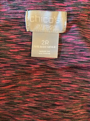 Chico's Pink Black Zenergy Space Dye Stretch Pull On Pocket