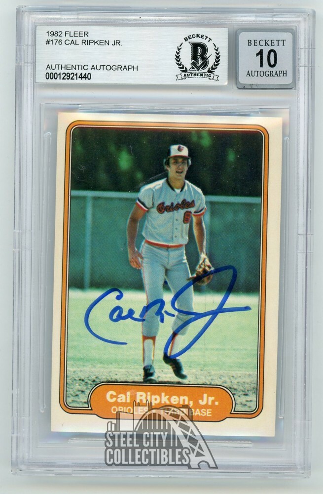 Cal Ripken Jr 1982 Fleer Autographed Card #176 - BAS 10