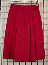 Vintage Pleated Skirt Size S/M60s Burgundy Red Poly Wool Blend Lined Mod GoGo