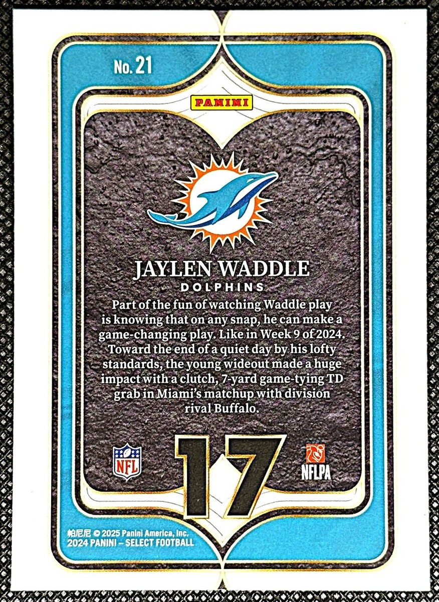2024 Panini Select Numbers Jaylen Waddle #21 - Miami Dolphins | eBay