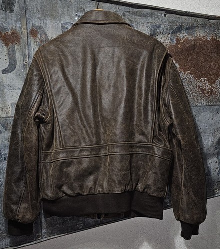 Vintage CABELAS Leather BOMBER Flight Jacket Medium M brown FLYERS Coat Great - Picture 5 of 14