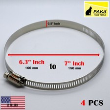 4PCS - 7" INCH Worm Gear Hose flex Duct Clamp Stainless Steel