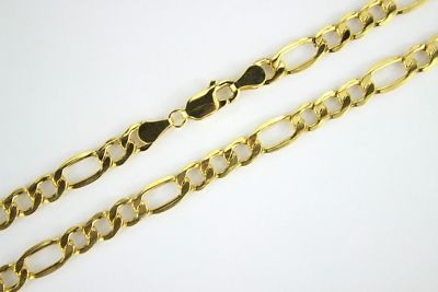 Authentische 14K Gelbgold hohle Figaro Halskette Armband Kette 5,5 mm/7'' ~ 30''