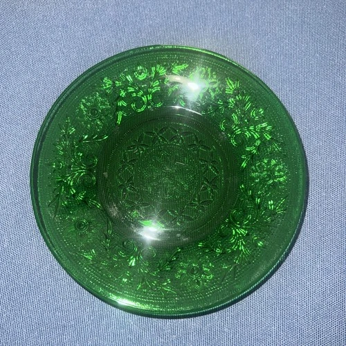 Vintage Forest Green Anchor Hocking Sandwich Glass Custard Underplate Liner