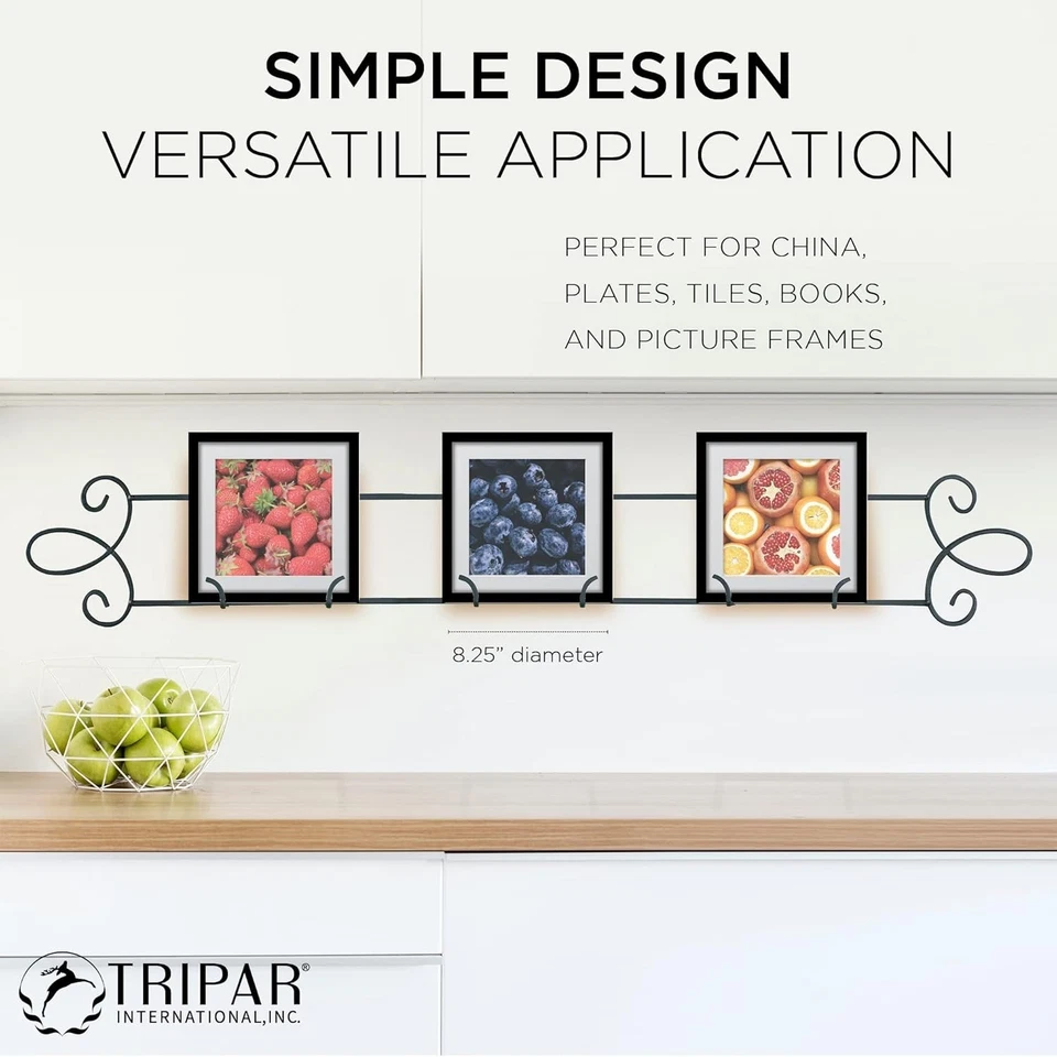 Elegante Estante de Placas Horizontal Negro - Expositor de Hierro Duradero para Arte, Placas y... Foto 4 de 4