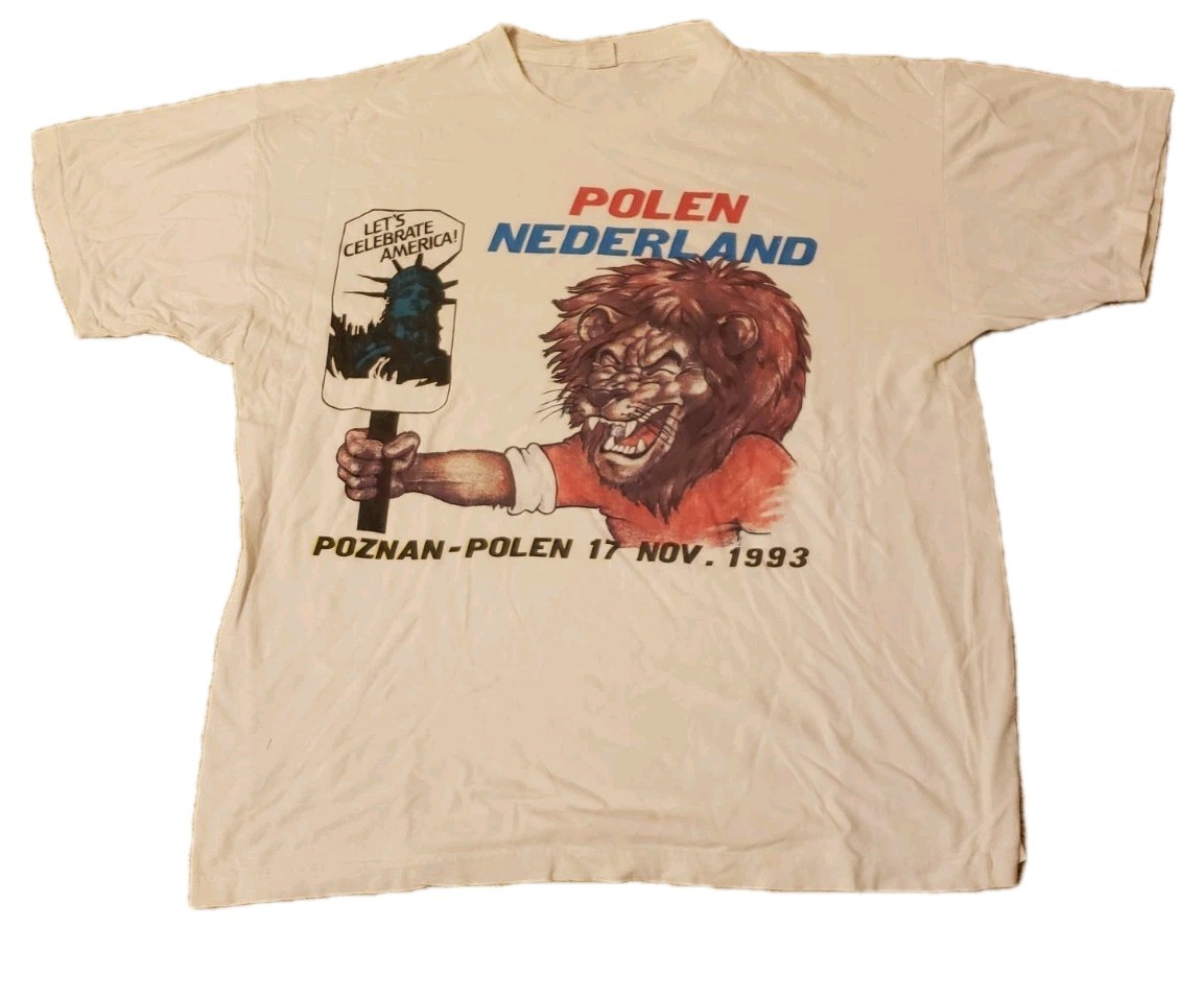 Vtg Poland Netherlands Polish Football League Championship Soccer 1993 T Shirt 