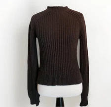 Zara Chunky Sweater Womens S Long Sleeve Black Handknit Cotton Beaded Pullover