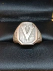 Vintage 1940s Mens Sterling Silver Monogram Pinky Ring Size 7.5 Pat Pen Initials