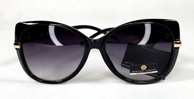 Margaret Josephs Black  Cat-Eye Frame Gold-Tone Accent Sunglasses