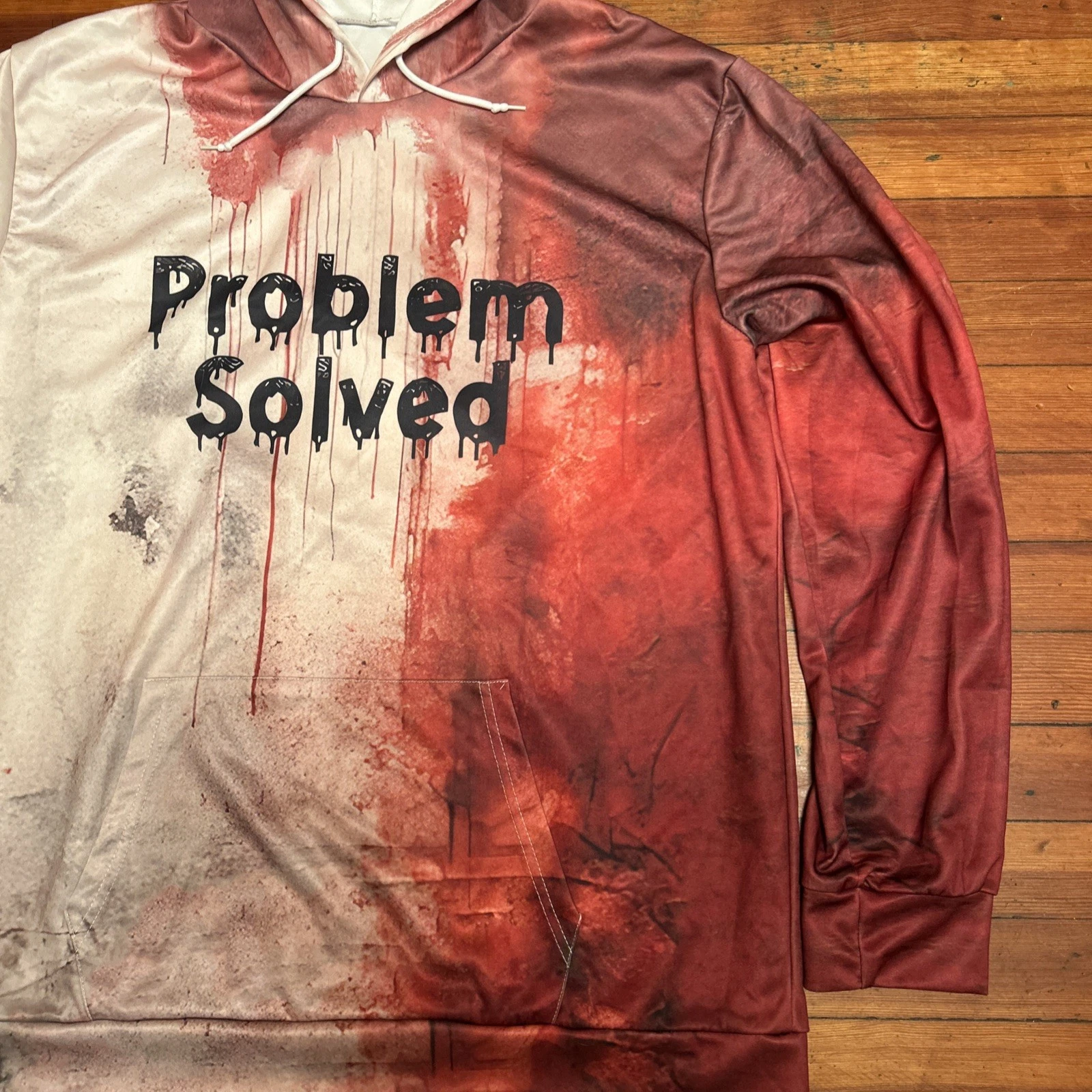Halloween hoodie 3D Bloody Pullovers sweatshirt Problem Solved New Tan Red